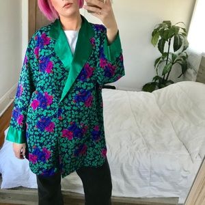 Vintage VS floral button up blazer night shirt